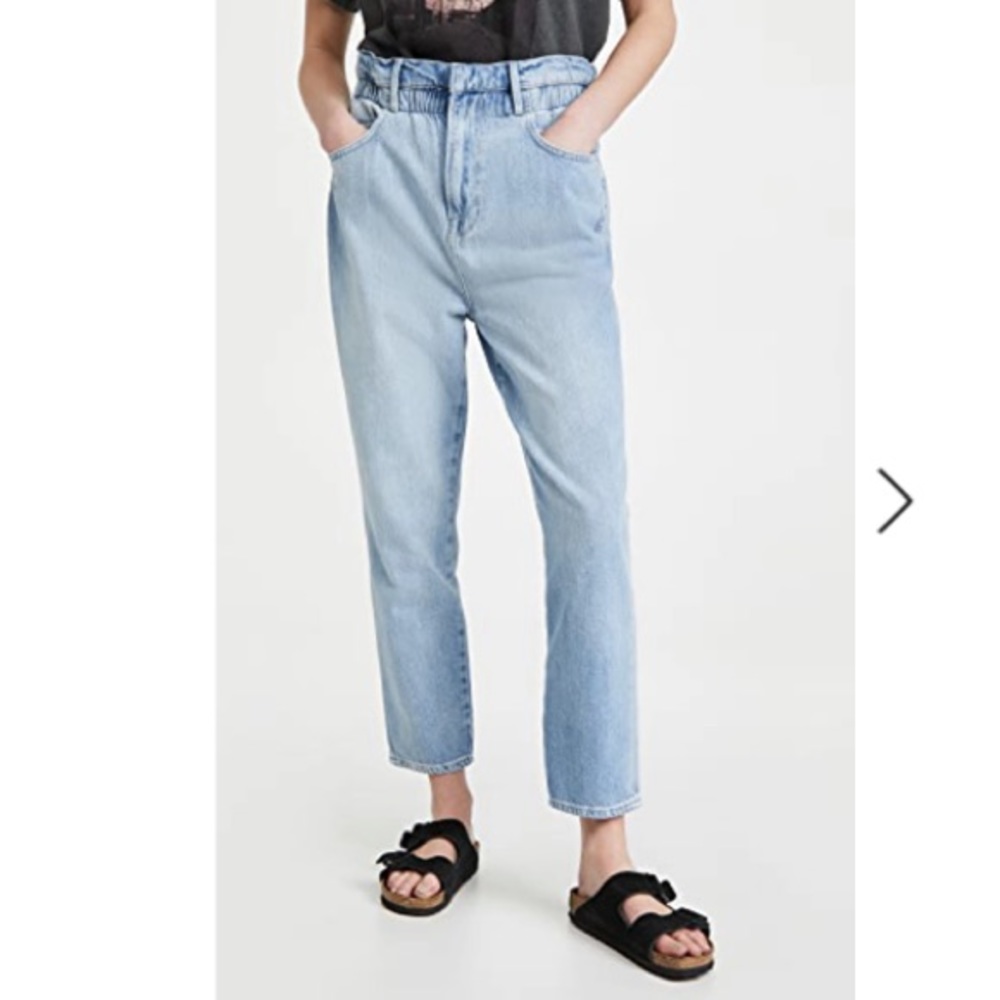 FRAME Elastic Waist High Rise Jeans in Meridian - Large
